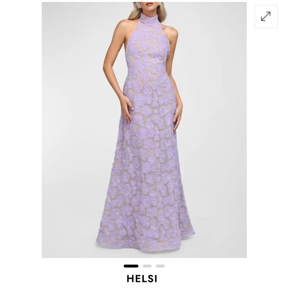 Helsi Marcella Beaded Backless Halter Gown